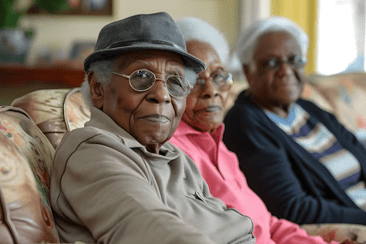 photo of three elderly people sitting